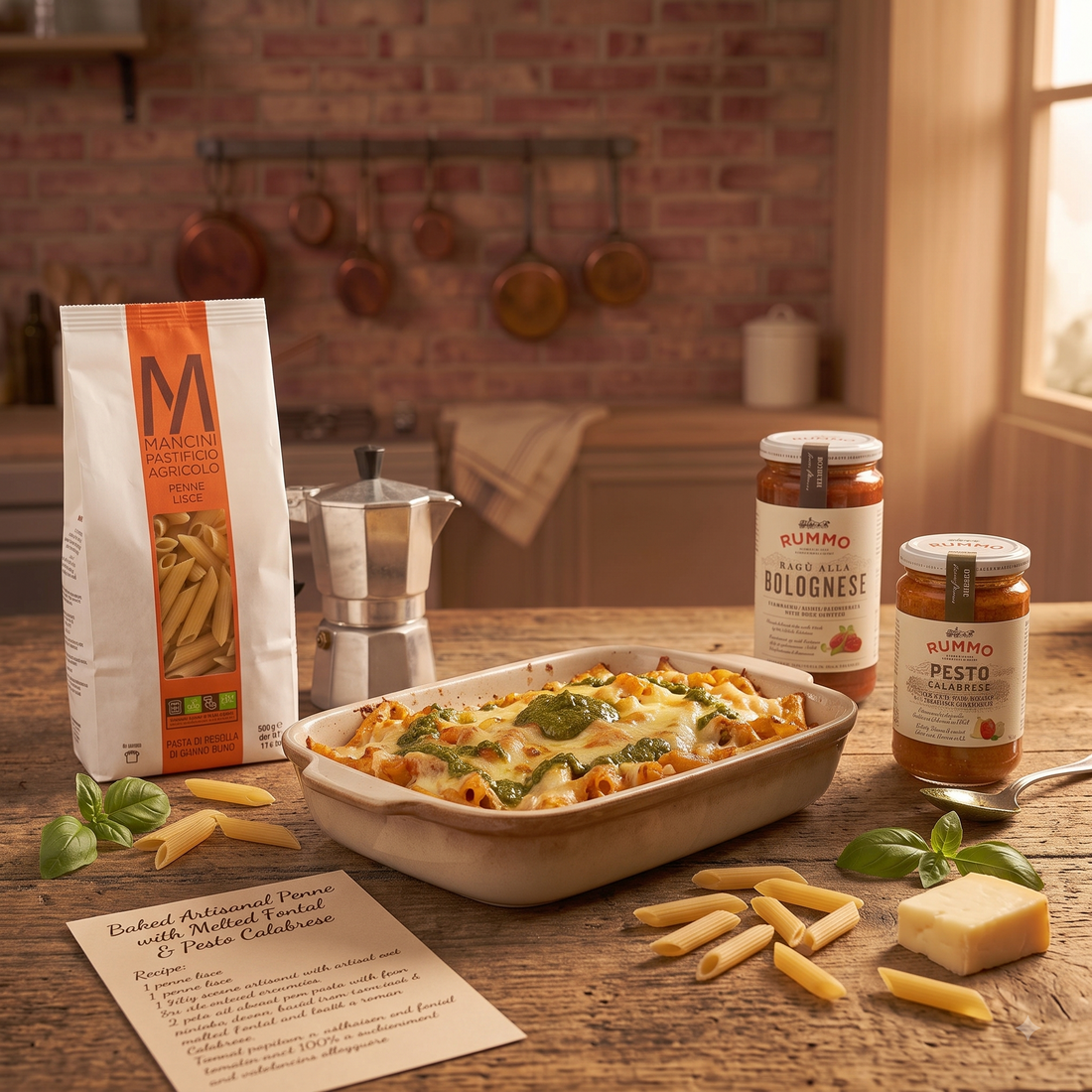 Baked Artisanal Penne al Ragù Bolognese & Melted Fontal
