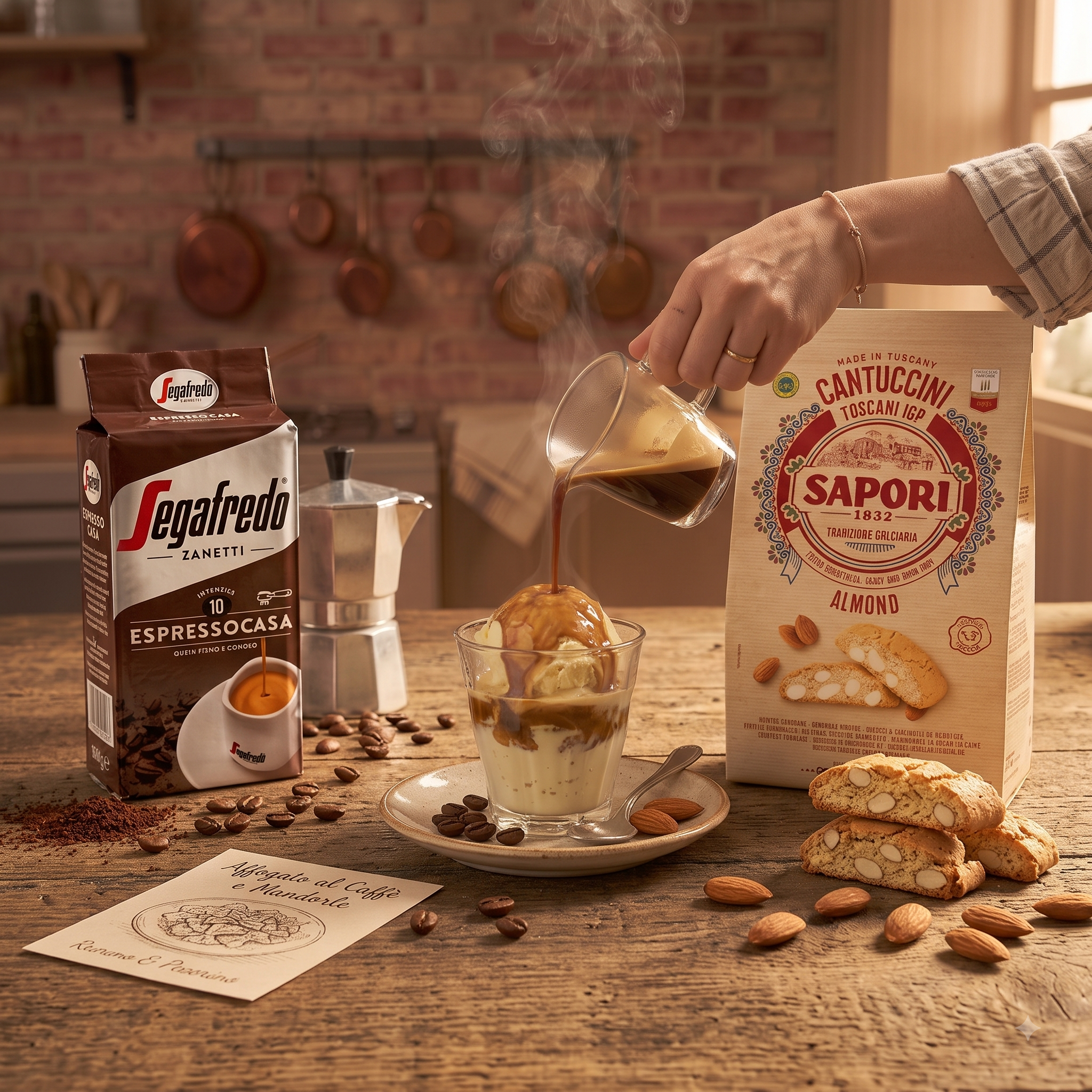 Tuscan Affogato al Caffè with Almond Cantuccini
